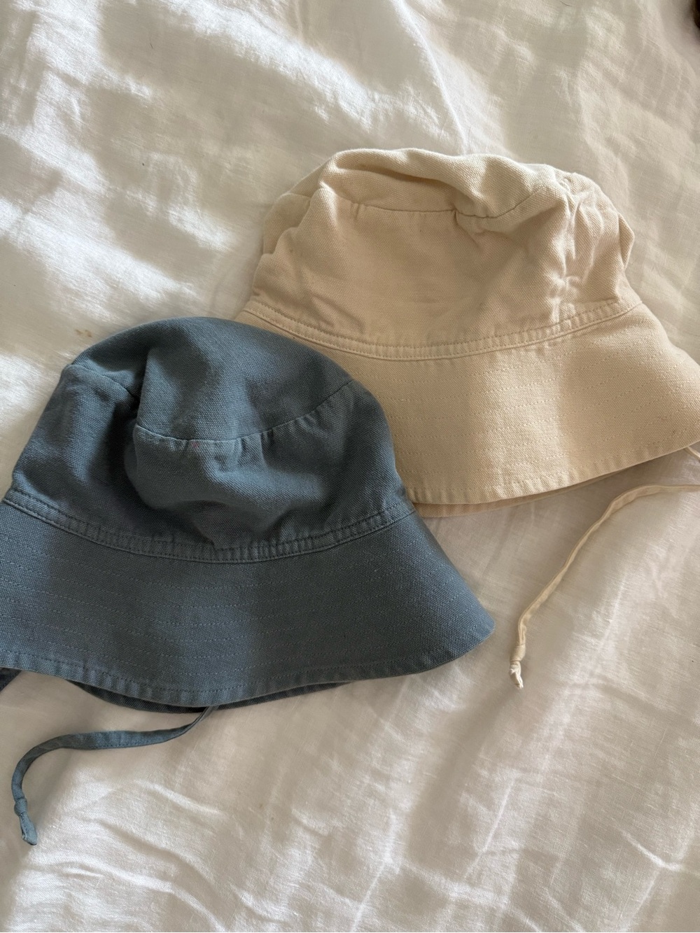Noble Kids Bucket Hat in Blue and Cream - Lightweight Sun Hat